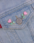 Heart flower enamel pin