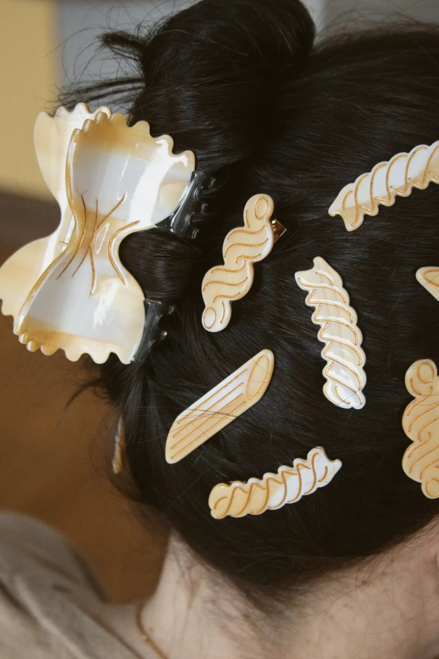 Pasta Alligator hair clip set - Penne, Fusilli, Cavatappi