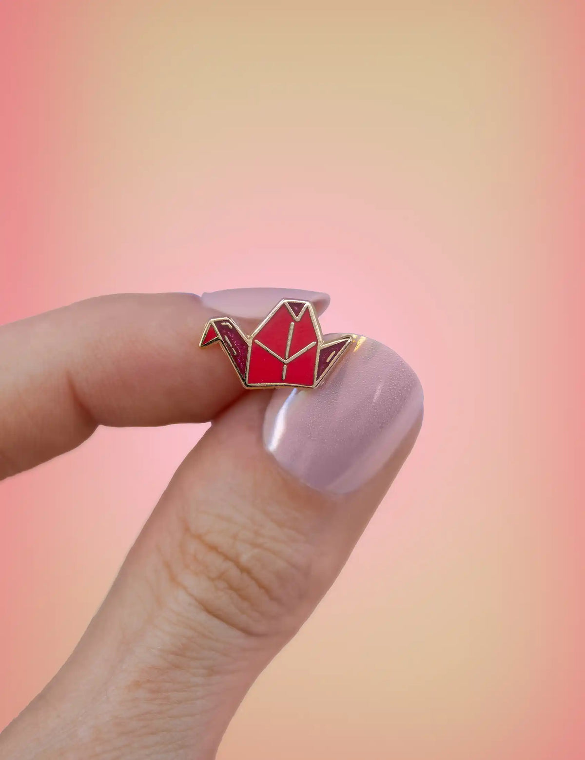 Origami lucky crane enamel pin