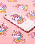 Geeky unicorn clear vinyl sticker