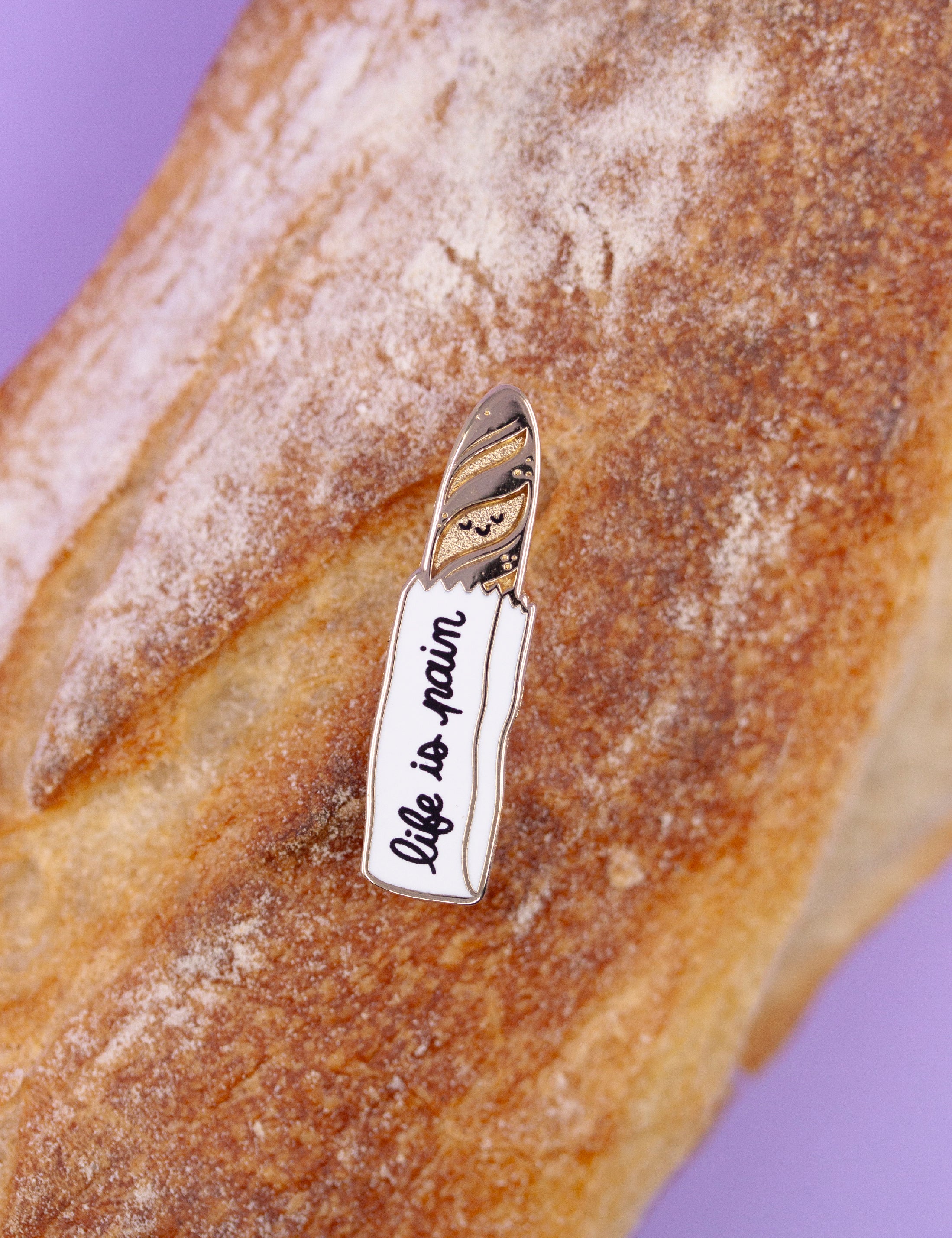 &quot;Life is Pain&quot; Baguette enamel PIN