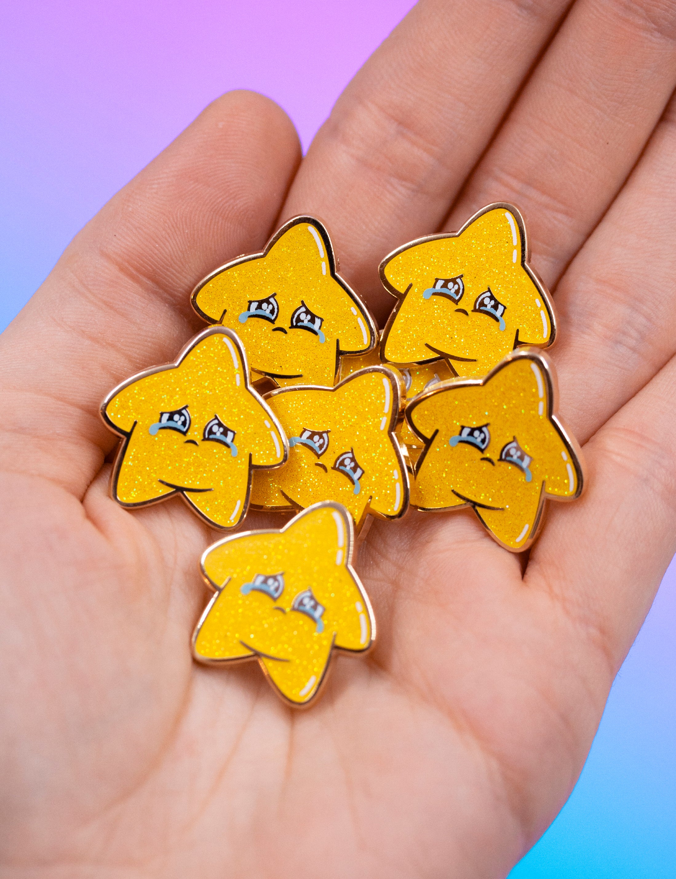 SAD GLITTER STAR PIN