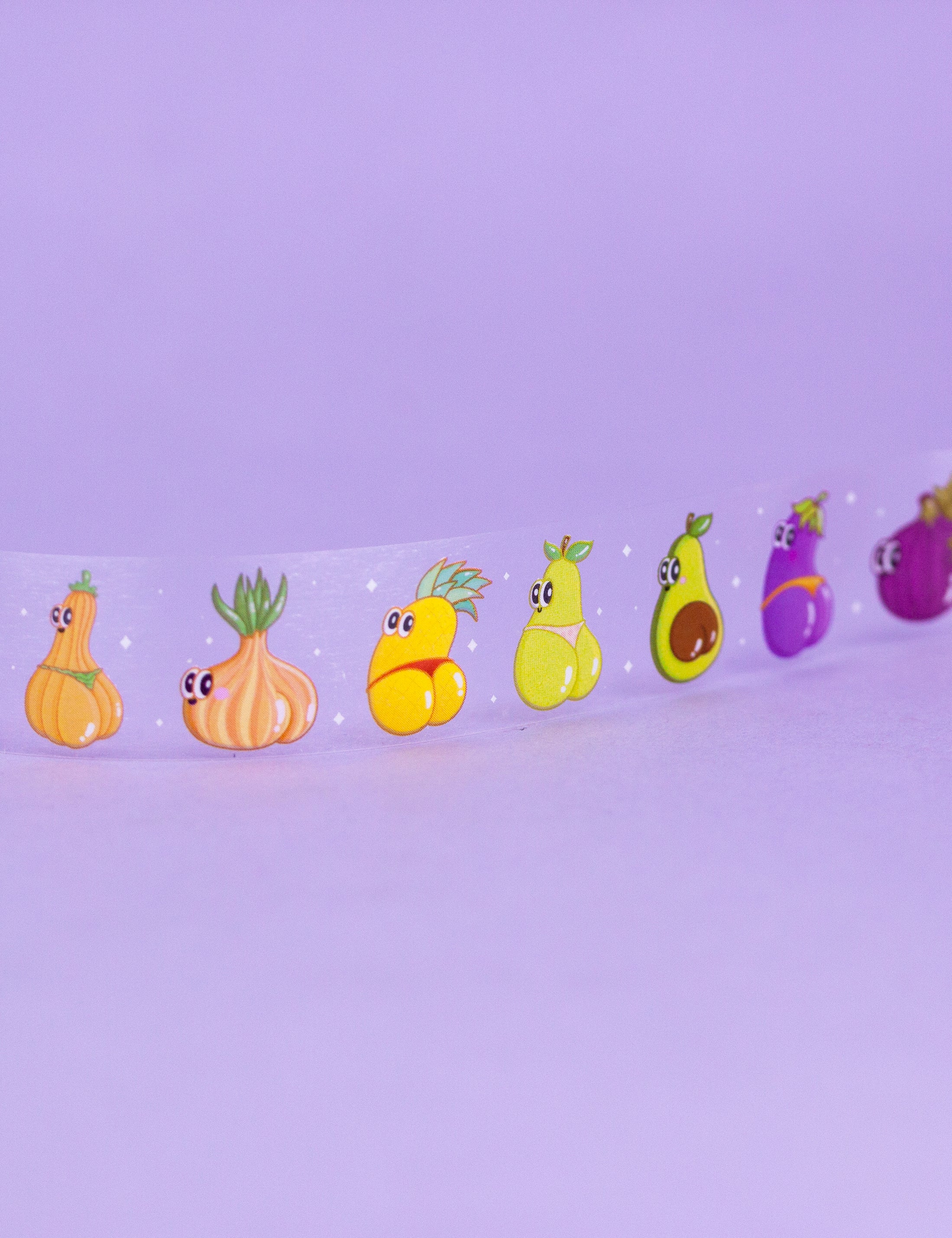 Fruit &amp; Veggie butts clear Washi tape